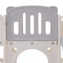 Scivolo 6 in 1 con uno scivolo, due piattaforme, due armadietti da pavimento, canestro da basket e scale - Polietilene ad alta densità (palle oceaniche non incluse)