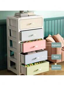 Cajonera De Plastico Multiusos Para Almacenamiento 5 Niveles - Multicolor - Ver 6