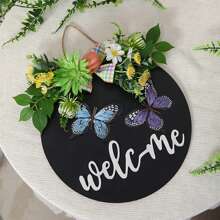 Easter Hanging Door Sign Egg Butterfly Letter 3D Bow Wooden Decoration For Shop Home Party Garden - Black - View 2
