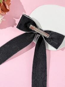 1 件女士黑色简约优雅双层蝴蝶结发夹，适合日常通勤装、节日、生日派对、购物、旅游和摄影，是送给好朋友的一份绝佳礼物 - 彩色 - 查看 4