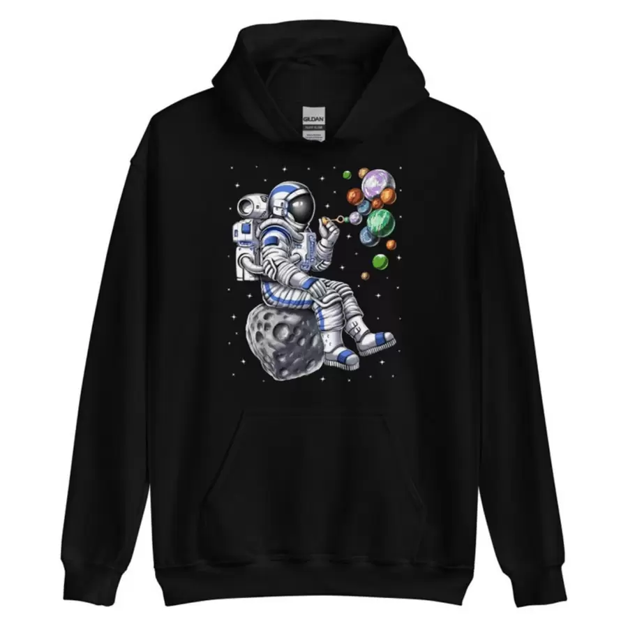 Space Astronaut Hoodie Planets Hoodie Cosmic Sweatshirt Solar System Hoodie Space Clothing Space Clo - Black - View 1