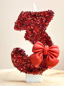 1 Pc Bow Digital Candle Red Creative Birthday Candle Daily Best Birthday Gift For Mom's Girlfriend Cake Decoration Candle Candy Color Best Gift For Kids,Birthday Candles,Birthday Decorations,Happy Birthday,Cake Candles,Room Deocr Gifts Graduation - Bow - View 7