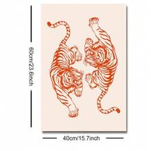 1 pezzo cartellone vintage divertente con tigre senza cornice, opera d'arte stile estetico dopamina, decorazione di , stampa su tela vintage minimalista, per camera da letto, appartamento, soggiorno, sala da pranzo, decorazione moderna per la casa