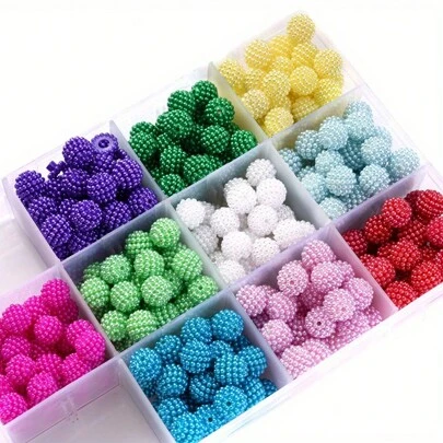 50/100pcs 12mm Mulberry Shaped Acrylic Beads, Round Loose Beads, Spacer Beads For DIY Necklace, Bracelet, Earring Jewelry Making, Summer