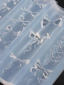 1 件情人节蝴蝶结 3D 美甲硅胶模具可重复使用混合蝴蝶结设计模板 DIY 美甲雕刻配件沙龙美甲用品工具 - 無色 - 查看 6