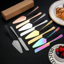 2pcs Stainless Steel Cake Knife & Spatula Set - Perfect For Weddings, Birthdays & Special Occasions - Includes Pizza Cutter & Pastry Baking Tools - , Easy To Clean - For Baking Enthusiasts & Home Cooks - Ideal Gift For Housewarming & Holidays - Multicolor - View 2