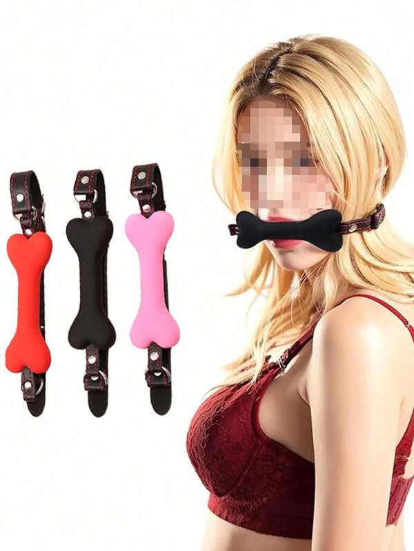 1 Stück Sexspielzeug SM Produkt Knochenmaulknebel Schwarz Haustier Knochen Bissball Knebel Bondage Silikon Fesselung SM-Spiel für Paar