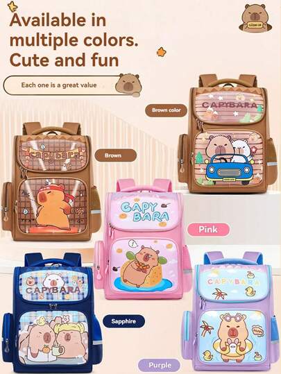 新款可爱小学生背包，男女通用，适合6-12岁1-6年级学生，设计可爱，轻便，卡通图案