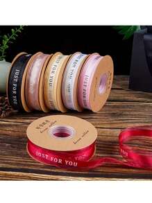 40 Yards/Roll "Just For You" English Text Tulle Ribbon, Multicolor Silk Organza Ribbon For Gift Packaging, Cake Decoration, Florist Supplies, Floral Bouquet Wrapping