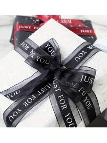 40 Yards/Roll "Just For You" English Text Tulle Ribbon, Multicolor Silk Organza Ribbon For Gift Packaging, Cake Decoration, Florist Supplies, Floral Bouquet Wrapping