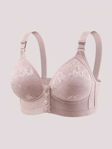 3pcs Lace Patterned Front Closure Wireless Bras For Women - Multicolor - View 6
