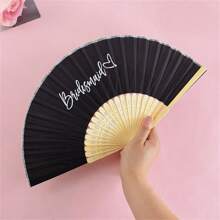 1/5pcs Bride Bridesmaid Hand Fan DIY Blank White Paper Bamboo Folding Fan Outdoor Wedding Party Souvenir Gift Foldable Bamboo Hand Fan Bridal Shower Decor Proposal Gifts