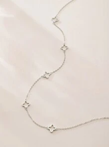 SYMFNY 1pc 925 Sterling Silver Hollow Four-Leaf Flower Necklace, Charming Delicate & Fashionable Jewelry Gift For Women, Suitable For Daily Wear, Festivals, Party Decoration