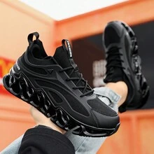 Blade Shoes - Blade Type Shoes - Striped, Shock Absorption, Comfy - Running, Workout, Hiking - Men , All Seasons - Run! Hike! Conquer! Comfort! - Black - View 2