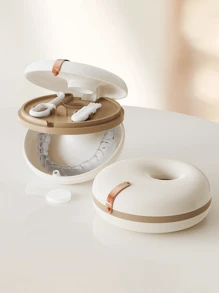 1pc Donut-Shaped Retainer Storage Box, Invisible Retainer Teeth Correction Retainer Storage Box, Portable Denture Storage Box, Storage Bins For Home Organization , Double Layer Dentals Case, Round Brace Box, Retainer Case, Invisible Brace Storage Box, Mouth Guard Case For Travel. - Multicolor - View 6