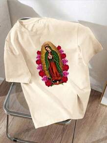 Summer Casual Women's Round Neck T-Shirt, Slim Fit Short Sleeved T-Shirt