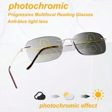 光致变色、渐进多焦点老花镜、时尚无框双光镜，适合男女