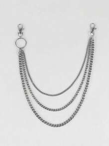 1 件女士银色朋克摇滚风格多层流苏裤链，适合万圣节派对或日常穿着