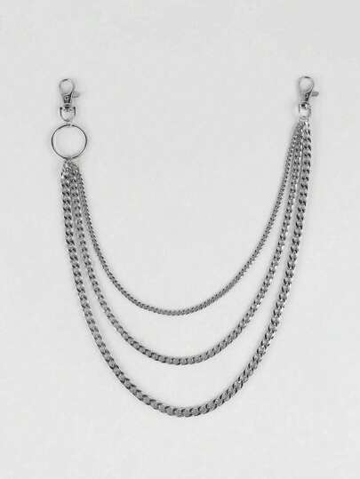 1 قطعة سلسلة بنطلون متعددة الطبقات بطراز بانك روك فضي للنساء، مناسبة لحفلات الهالوين أو الارتداء اليومي