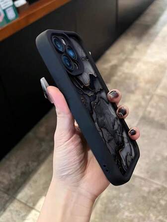 Marble Design Carved Matte Black Shockproof Thick Perforated Minimalist Printed Phone Case Compatible With Iphone 16/16 Pro/16 Pro Max/16 Plus, IPhone 15 XR/7/8, IPhone 15 Pro Max, 13 Pro Max, 14 Pro Max, 13, 14, 11, 12 Pro Max, P11, P12 Pro, XS, XR, 7/8 Plus, Galaxy S22 Ultra, A13, A22, A21S, A51, A52, Galaxy Z Fold4, S23 Ultra, A14, A15, S23, A73, Redmi Waterproof Anti-Fall Scratch Resistant