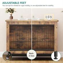 YITAHOME Dog Crate Furniture With Cushion, Dog Kennel Indoor With Wheels, Dog Crate End Table With Tray, 27" Dog Cage With Double Doors For Small Dog - màu nâu - Xem 8