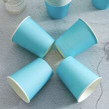 Cốc giấy dùng một lần 9oz, Ly uống nước bằng giấy nhiều màu, Thích hợp cho nước, nước trái cây, cà phê hoặc trà, hoàn hảo cho đám cưới, tiệc tùng, dã ngoại, BBQ, du lịch và sự kiện - xanh nhạt - Xem 3