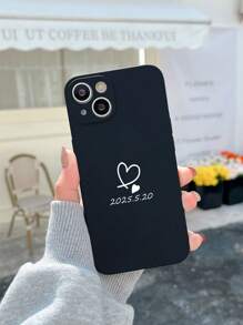 1pc Customizable Valentine's Day/Anniversary Name, Heart Line Design, Personalized Thin Phone Case Cover, Compatible With Samsung A32/A52 And Apple 17ProMax/16ProMax 15 14 13 12 11 XR, Clear, Fashionable, Minimalist, Personalized, Unique, Gift For Girlfriend, Gift For Boyfriend - White - View 4