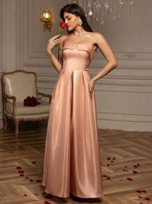 Summer Outfits Sexy Solid Elegant Prom Semi Formal Wedding Guest Dress, For Birthday, Graduation, Graduation Homecoming Easter Dress Women Semi Formal Dress, Party Dress - Champagne - View 4