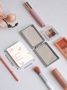 1 件简约 Y2K 紧凑型折叠化妆镜，带 PU 皮套，超薄便携手持镜，带不锈钢金属框架，适合所有场合和所有人