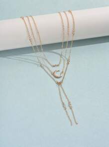 Minimalistyczny naszyjnik wielowarstwowy Cross-Border z geometrycznym wisiorkiem, uniwersalny modny naszyjnik choker dla kobiet - Złoto - Zobacz 4