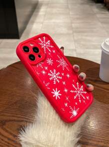 Coque de téléphone design flocon de neige, meilleur cadeau de nouvel an pour petite amie, petit ami, amis ou vous-même, compatible avec la série iPhone16, 15, 15Pro, 15ProMax, 14, 13, 12, 11, XsMax, automne/hiver - flocons de neige blancs rouges - Voir 6
