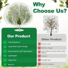 Red de protección de árboles frutales de material PE con cremallera y cordón - Red de protección contra pájaros, plagas y ciervos compatible con árboles de manzana y arbustos de arándanos - Red de protección contra insectos y cigarras - cubierta protectora - Ver 5