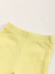Conjunto de 2 piezas para niña bebé con diseño bordado de conejo amarillo, Serie adorable, perfecto para Pascua - Amarillo - Ver 7