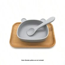 2pcs/Set Baby Solid Color Silicone Cartoon Cute Bowl & Spoon With Suction Cup, Suitable For Feeding Complementary Foods Daily - D Bowl + Spoon - View 13