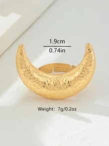1 pieza Anillo de moda con forma de luna creciente dorada exagerada, apto para fiestas, festivales, celebraciones, Eid Al-Fitr