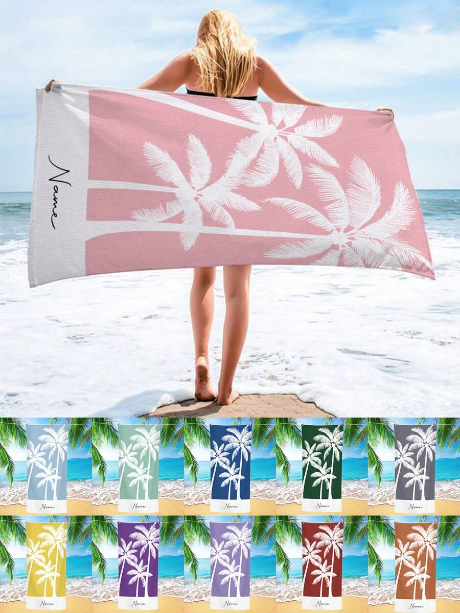 1pc Customized Coconut Tree Print Beach Towel, Super Absorbent Quick-Dry High Quality Large Size Bath Towel, Suitable For Pool Party, Swimming, Camping, Outdoor Activities And Travel, Perfect Summer Beach Essential Gift For Friends,Women Valentine Gift Birthday Boyfriend Girlfriend Holiday Bathroom Decor Beach Essentials,Multi-Functional, Ornamental,Reusable,Exquisite,Stylish,High-Quality,Colorful,Modern,Custom,Personalized,Unique,Ideal Gifts For Him,Ideal Gifts For Her,Boyfriend,Dad,Girlfriend,Mom,Family,Friends,Tea Room,Home,Garden,Office,For Anniversaries,For Valentine's Day,For Mother's Day,For Birthdays,For Father's Day,For Graduation,For Weddings,For Housewarming,Sunny Journey