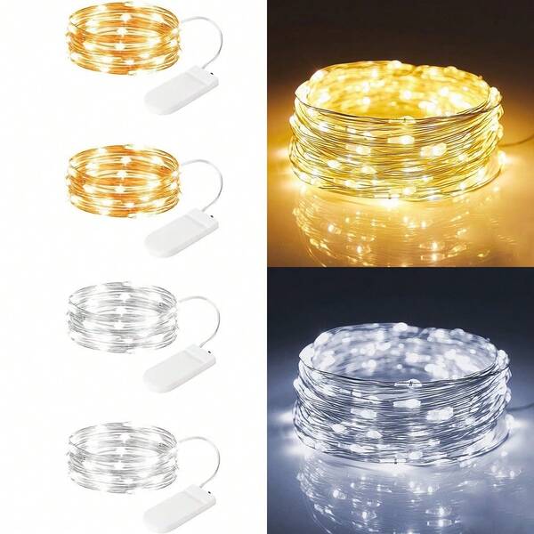 4 Pcs Fairy Lights Battery Operated String Lights - 6.56ft 20 LED Mini String Lights Wire Firefly Lights For Vases Mason Jars DIY Crafts Plants Table Centerpieces Wedding(2pcs Warm White+2pcs Cool White)