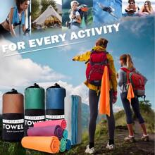 1pc/2pcs Double-Sided Plush Ultra-Fine Fiber Quick-Dry Sports Gym Towel, Solid Color, Absorbent, Sweat-Wicking, Non-Stick Sand, Portable For Yoga, Swimming, Hiking, Sports