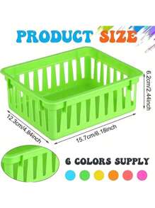 6 cestas de almacenamiento de colores para el aula, organizador de lápices para el aula, organizador de papelería para el aula, cestas de almacenamiento de plástico pequeñas, portacrayones, portapapices para uso doméstico, útiles escolares, suministros de almacenamiento, para volver a la escuela
