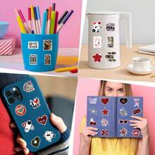 55PCS Downtown Girl Stickers Aesthetic, Stickers For Girls Teens Red And Black Downtown Girl Stickers Journal Laptop Urban Fashion Downtown Party Favor Room Decor - Multicolor - View 6