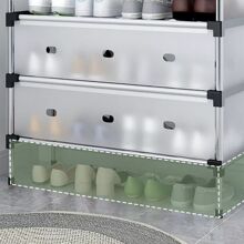 NetHong 4/5/6/7 Tier Cabinet Storage Organiser Shoe Rack Stand Holder W Dust-Proof Cover,Doorway Simple Shoe Rack,Space Saving Storage Rack,Hallway Aisle Entryway Storage Shoe Cabinet,Easy Installation - Black - View 6