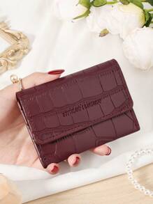 Burgundy Bag Red Bag Wine Red Bag Pu Wallet For Crocodile Embossed Coin Lightweight Crocodile Pattern Cash ID Card Card Portable Coin Pocket Small Pocket Wallet Short Wallet Fashion Modern For Anniversary For Christmas On Valentine's Day For Birthday Gift For Gift For Lover For For Girls For Lady For Female Bag School Supplies For School Dorm Room & Back To School Card Holder Card Holder Wallet Business Card Holder Credit Card Holder Card Holder Women For Women Wallet Mini Wallet Purse Wallet Card Wallet - Burgundy - View 10