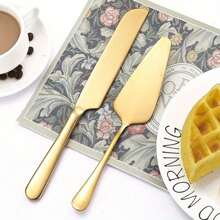 2pcs Stainless Steel Cake Knife & Spatula Set - Perfect For Weddings, Birthdays & Special Occasions - Includes Pizza Cutter & Pastry Baking Tools - , Easy To Clean - For Baking Enthusiasts & Home Cooks - Ideal Gift For Housewarming & Holidays - Multicolor - View 1