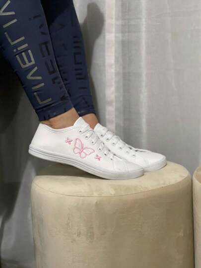 Tênis Feminino Casual Moderno Liso Borboleta Confortável