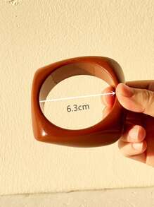 1 件复古不对称几何棕色扎染树脂手链，时尚夸张魅力厚款新款堆叠手镯首饰女士