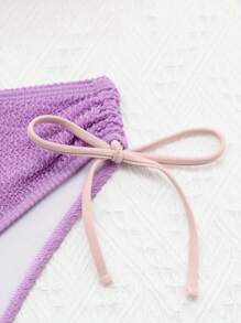 Women 2-Piece Bikini Swimsuits Cutout Backless Padded Bra And Drawstring Briefs Sets For Summer Beachwear Bathing Suit - Purple - View 8