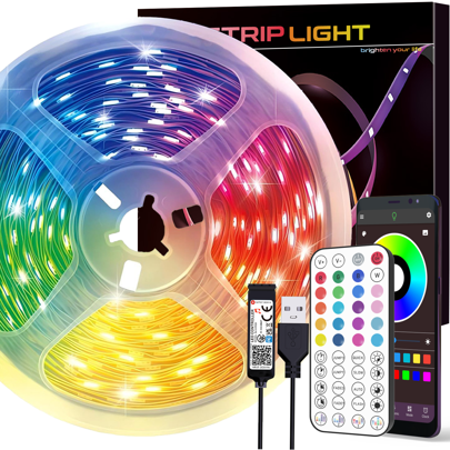 NBBUFF 16ft-100ft Led Strip Lights For Home Decor, Change Color In Sync With Music, With 44key Remote And App Control, Timing Setting, Adjustable Brightness And Speed, Led Lights For Bedroom, Living Room, Game Rooms, Kitchen, Dance Studios, Halloween Party Decor, Christmas Gifts