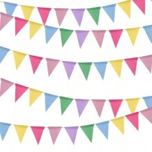 10X Set Of 4m Long Artificial Linen Triangle Banner 12-Flags Bunting Waterproof Bunting For Garden Outdoor Indoor Decoration