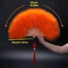 Foldable Feather Fan Marabou Feather Vintage Flapper Hand Fan Fan For 1920s Gatsby Party Party Dancing Decoration - Multicolor - View 2
