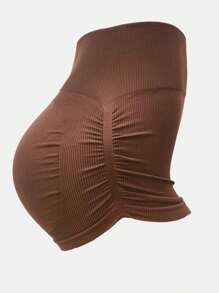 YESOBD 3 Pcs Women Workout Gym Impact Shorts Hidden Scrunch Butt Lifting Seamless Shorts,Omens Workout Seamless Scrunch Butt Lifting Shorts High Waisted Tummy Control Gym Yoga Shorts - 3 Pack-bLK-gRY-cOF - View 3